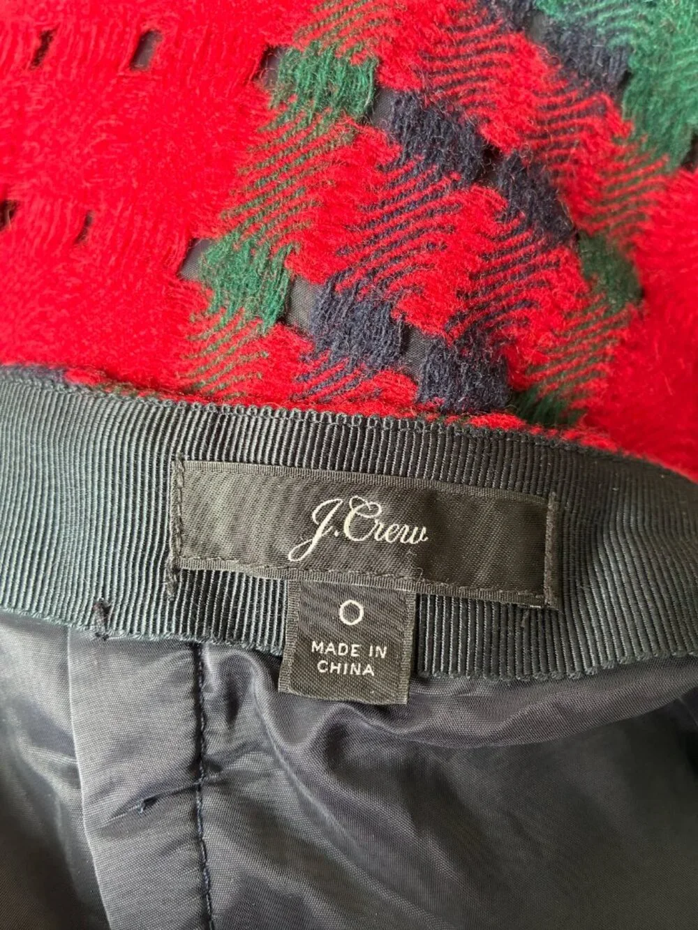 J. Crew Lattice Wool Knit Red and Green Midi Pencil Skirt - Size 0